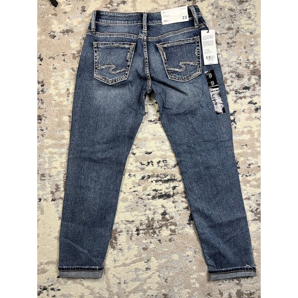 NWT Silver Boyfriend Mid-Rise Slim Fit Distressed Jeans Sz. 25X27 Buckle - Picture 5 of 13